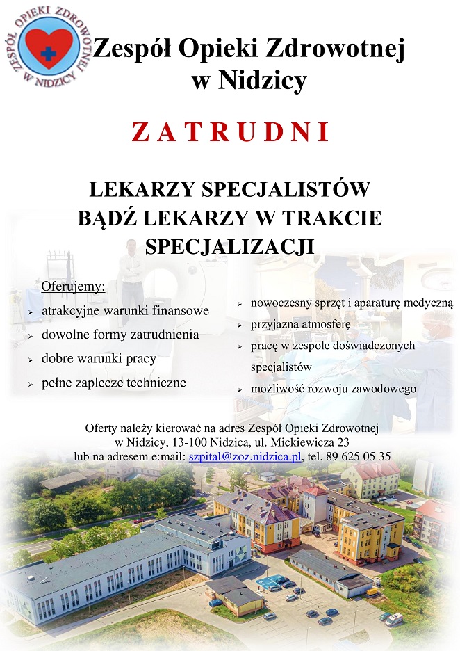 Plakat Ogłoszenie Lekarze ZE SPECJALIZACJĄ
